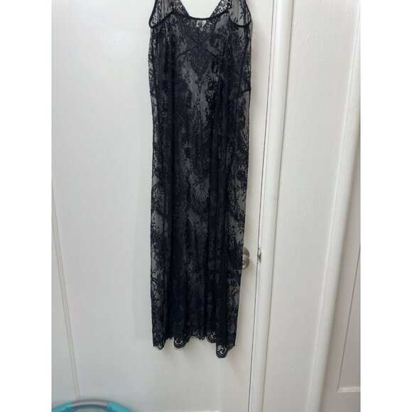 Chelsea 28 Lace Black Dress Overlay Slip XS Nylon Fairy Goth Boho Spaghetti Strp - Picture 4 of 4